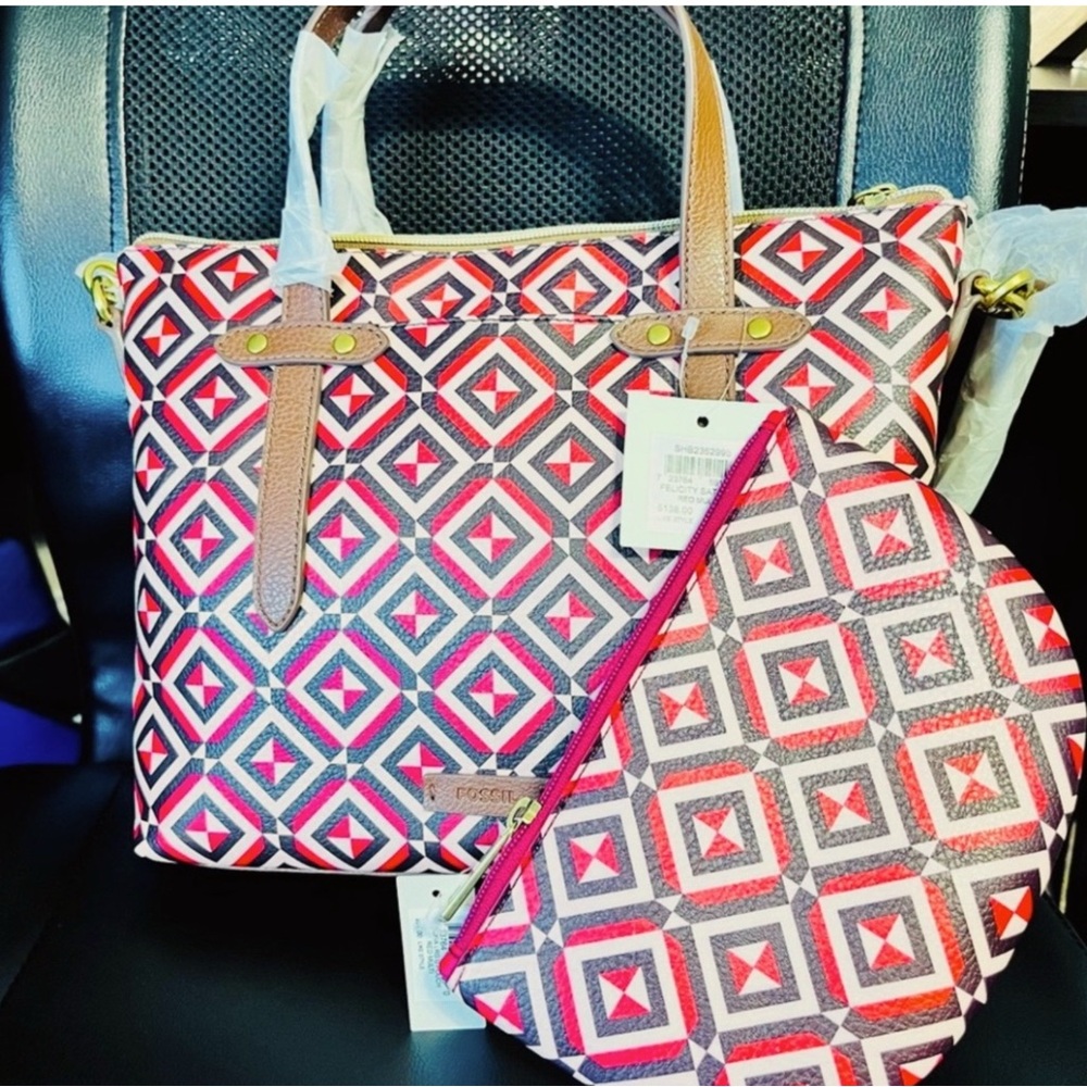 Fossil Felicity Satchel Bag With Matching Pouch